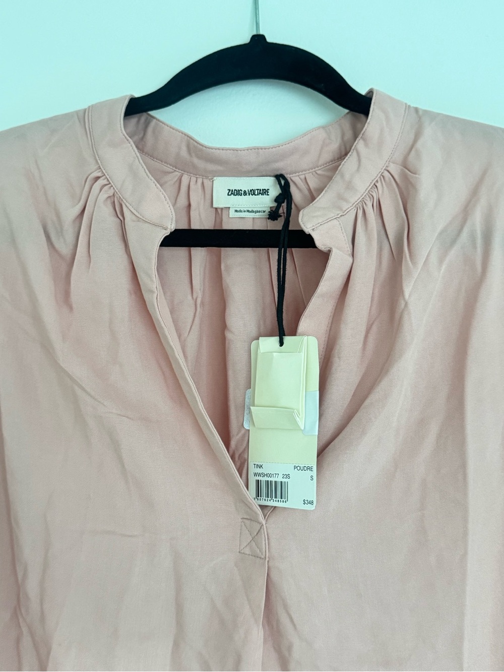 Zadig & Voltaire Blush Pink V-Neck Long Sleeve Blouse - Picture 5 of 8